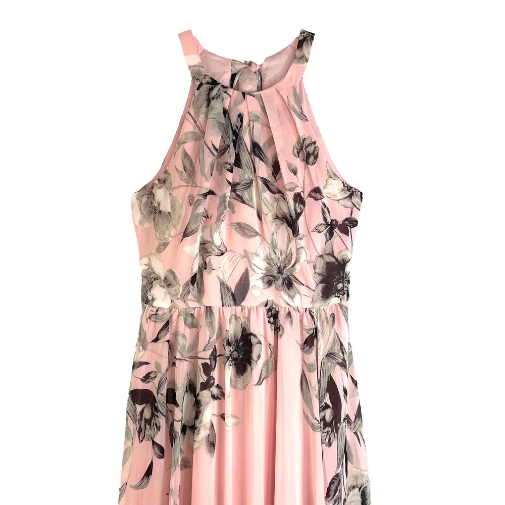 Eliza J floral halter chiffon maxi gown dress Sz 10 - Picture 3 of 11